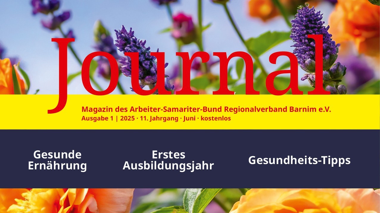 Das Titelbild unseres aktuellen Frühjahr-Journals. Auf einer Abbildung bunter Blumen steht der Titel "Journal" und die wichtigsten Themen dieser Ausgabe.